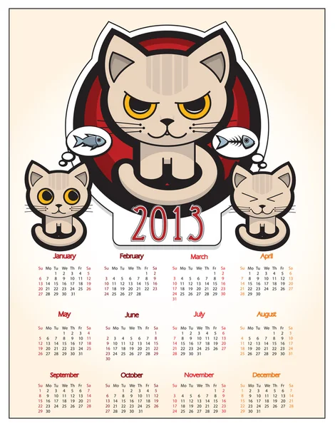 Katt kalender — Stock vektor