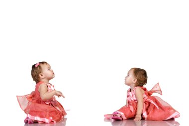 Identical twin baby girls clipart