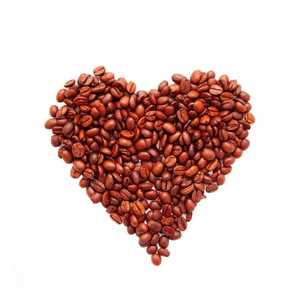 Heart symbol made ​​from coffee beans. Ready for your tex — Stock Photo, Image