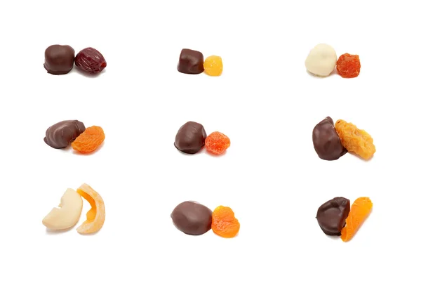 Set de fruits secs au chocolat . — Photo