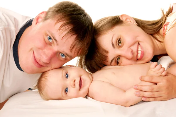 Happy family. Isolated on white — Stock Photo, Image