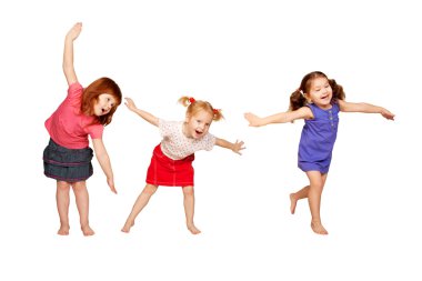 Happy little children dancing. Joyful party. clipart