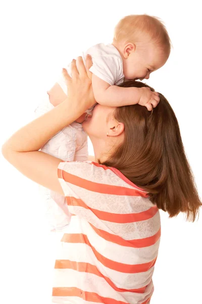 Moeder en baby spelen en lachen. — Stockfoto