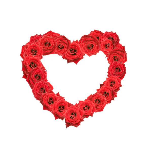 Valentýnské srdce z červených růží. — Stock fotografie