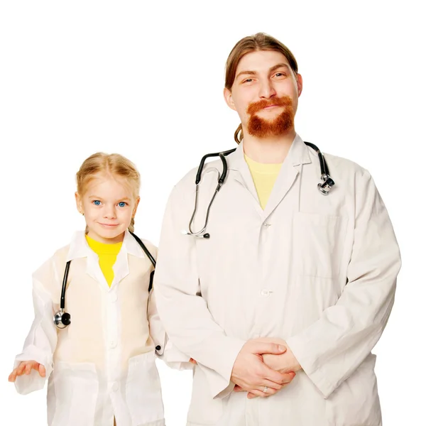 Two smiling doctors - father and daughter. — Stock Photo, Image