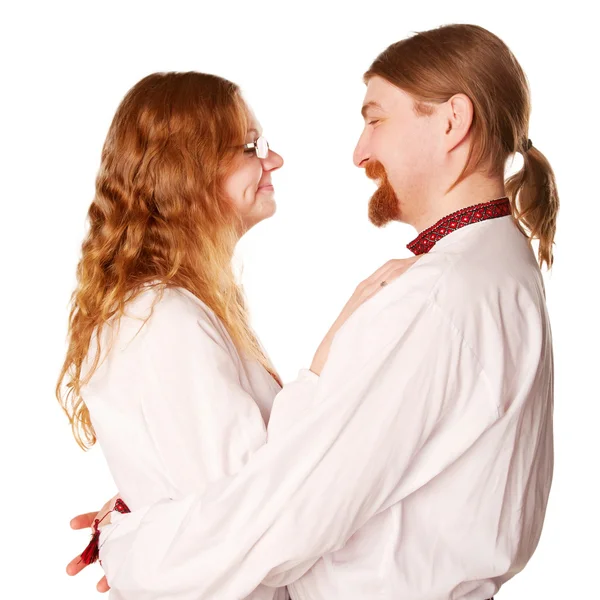 Middle-aged couple looking face to face — Stock Photo, Image