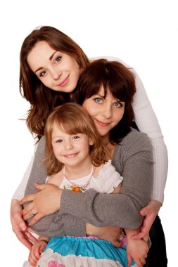 Happy mother and two daughters, teenager and toddler. clipart