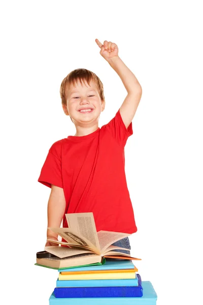 Happy little boy with books — Stock Photo, Image