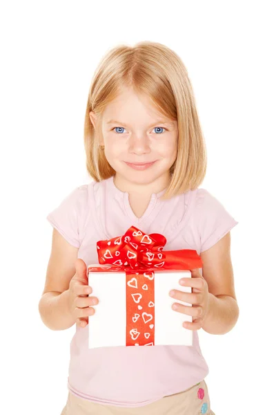 Niña con regalo. Concepto de vacaciones . — Foto de Stock