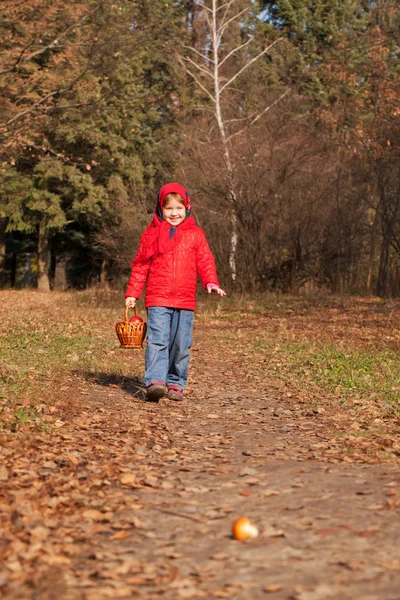 Happy smiling little girl with mushrooms — Stock Photo, Image