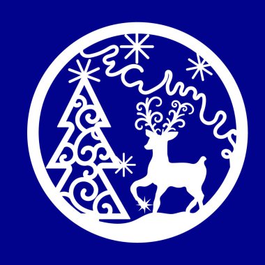 Yuvarlak Noel Şenlik Herringbone ve Geyik Kemiğiyle Kesme Şablonu.