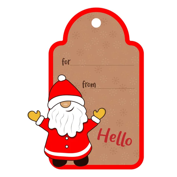 Χριστουγεννιάτικη Ετικέτα Χαιρετισμό Σας Santa Claus Για Διακόσμηση Και Συγχαρητήρια — Διανυσματικό Αρχείο