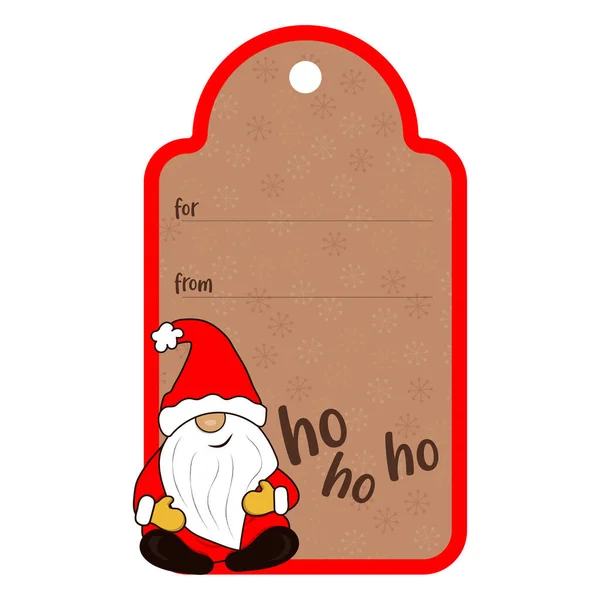 Χριστουγεννιάτικη Ετικέτα Gnome Santa Claus Για Συγχαρητήρια — Διανυσματικό Αρχείο