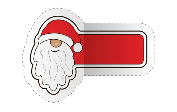 Χριστουγεννιάτικο Αυτοκόλλητο Άγιο Βασίλη Και Κόκκινο Οριζόντιο Banner Για Κείμενό — Διανυσματικό Αρχείο