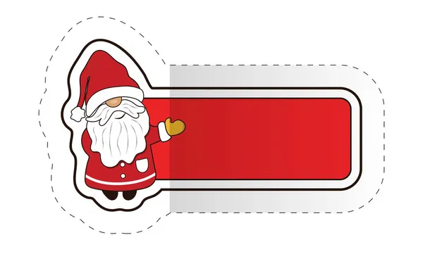 Aufkleber Mit Weihnachtsmann Und Horizontalem Banner Mit Leerraum Für Ihren — Stockvektor