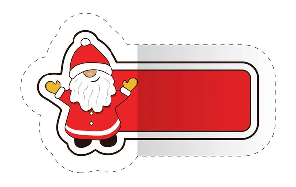 Papai Noel Com Mãos Levantadas Adesivo Com Uma Bandeira Horizontal —  Vetores de Stock