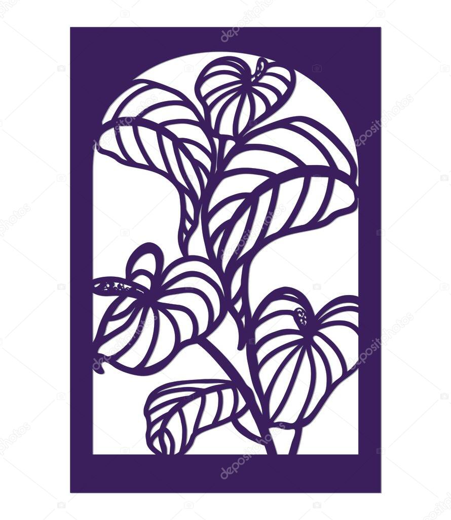 Decorative panel with Anthurium flowers. Use as decorative lattices, covers, or in postcard designs