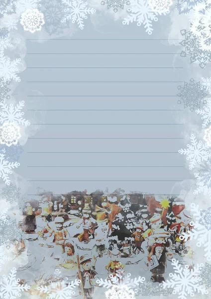 Peri Masalları Şehrinde Noel Kutlamaları Dekoratif Klasik Kağıdın Dikey Sayfası — Stok fotoğraf
