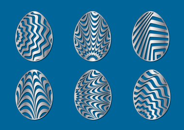 Paskalya yumurtalarını süslemek için optik çizgili desen. Kesilecek dosyalar.