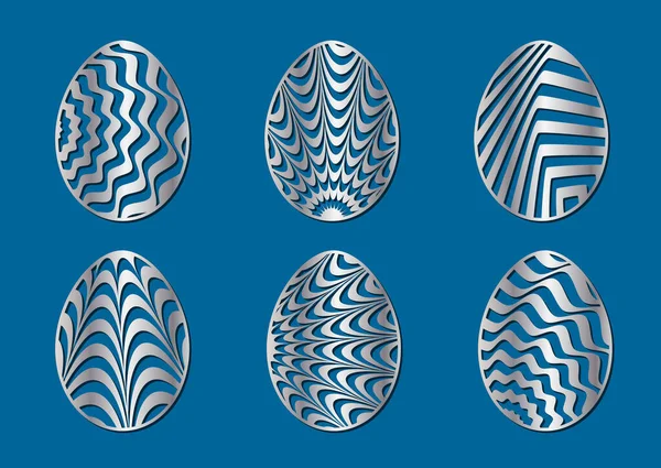 Paskalya Yumurtalarını Süslemek Için Optik Çizgili Desen Kesilecek Dosyalar — Stok Vektör