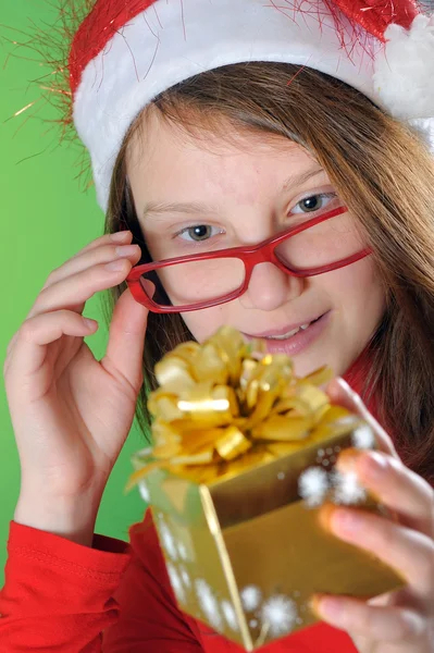 Little girl with present — Stock Photo, Image