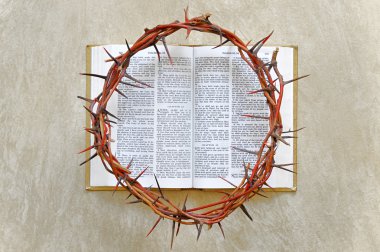 crown of thorns on the Bible clipart