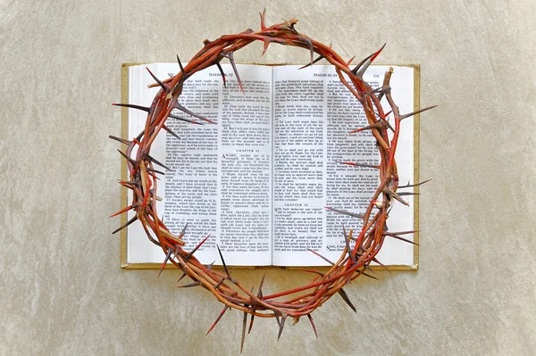 Crown of thorns on the Bible — Stock Photo, Image