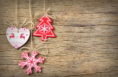 eski ahşap zemin üzerinde rustik Noel dekorasyon