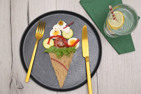 Conceptuel Aliments Sains Pour Petit Déjeuner Gaufre Crème Glacée — Photo