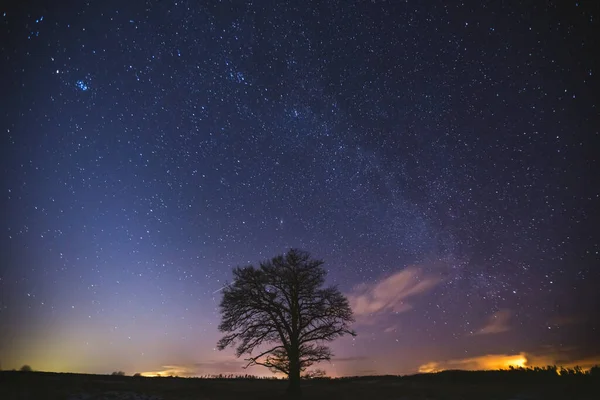 Night landscape image with colorful milky way and zodiac light in the horizon — Stock Photo, Image