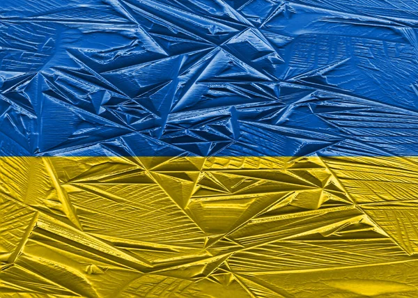 Modèle de drapeau national ukrainien avec motif de glace, concept de guerre — Photo