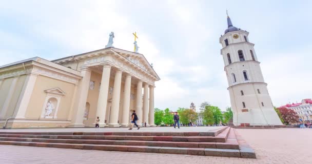 4k timelapse de la place de la cathédrale dans la capitale Vilnius, Lituanie. Destination touristique points d'intérêt en Lituanie, Europe de l'Est, 4k timelapse — Video