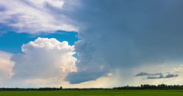 Stormwolken Boven Het Veld Supercel Lichte Neerslag Extreem Weer Gevaarlijke — Stockvideo