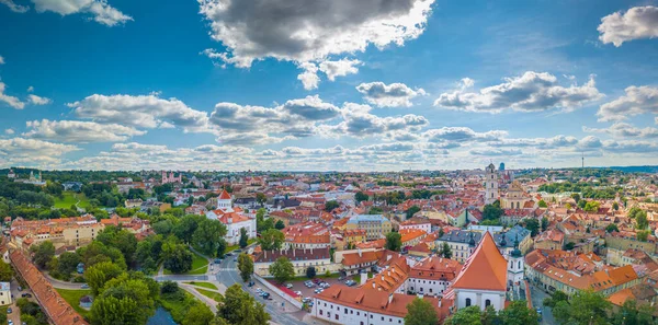 Sunny Aerial Vilnius Old Town Scena Vista Aerea Tetti Rossi — Foto Stock