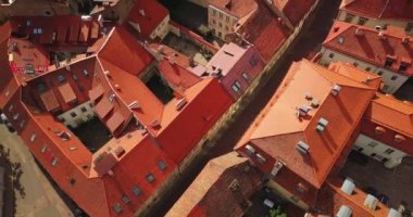 Red roofs in Vilnius old town on a sunny day, aerial view, capital of Lithuania