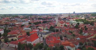 Red roofs in Vilnius old town on a sunny day, aerial view, capital of Lithuania