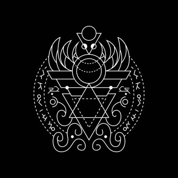 アパレルなどのための幾何学的な新しい魔法の月の呪文 — ストックベクタ