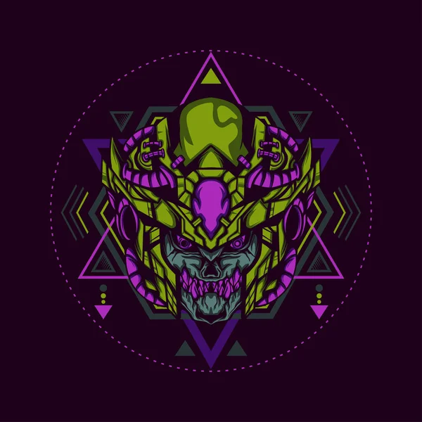 Demonoide Con Adorno Geometría Para Mercancías Ropa Otros — Vector de stock