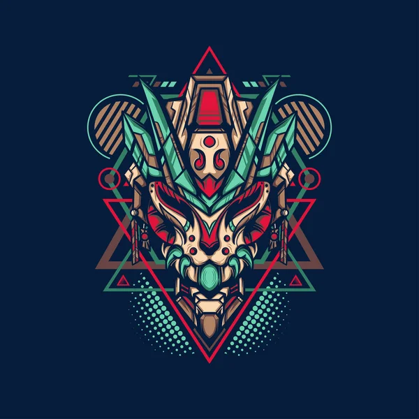 Cyborg Kitsune Illustration Merchandise Apparel Andere — Stockvector