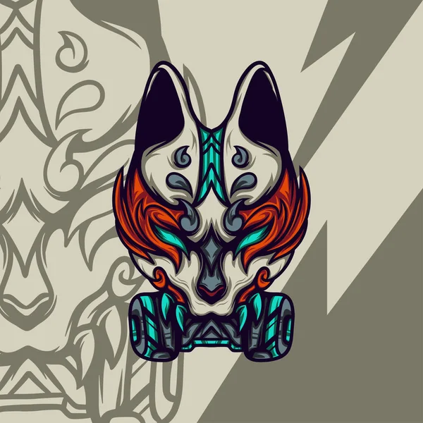 Masque Kitsune Pour Mascotte Logo Autre — Image vectorielle