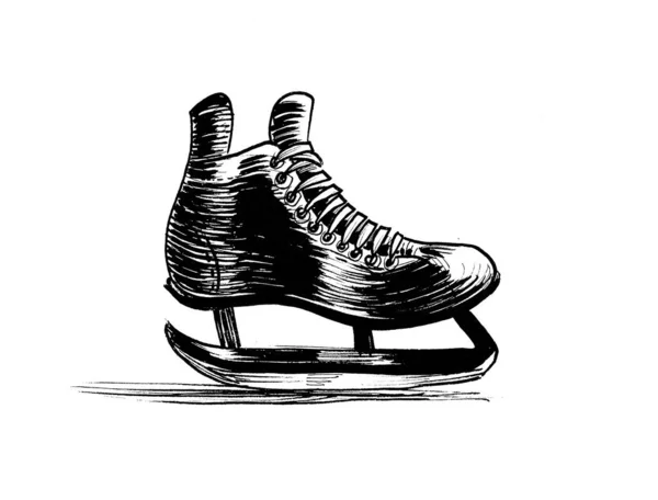 Ice Skating Boot Ink Black White Drawing — Stock Photo, Image