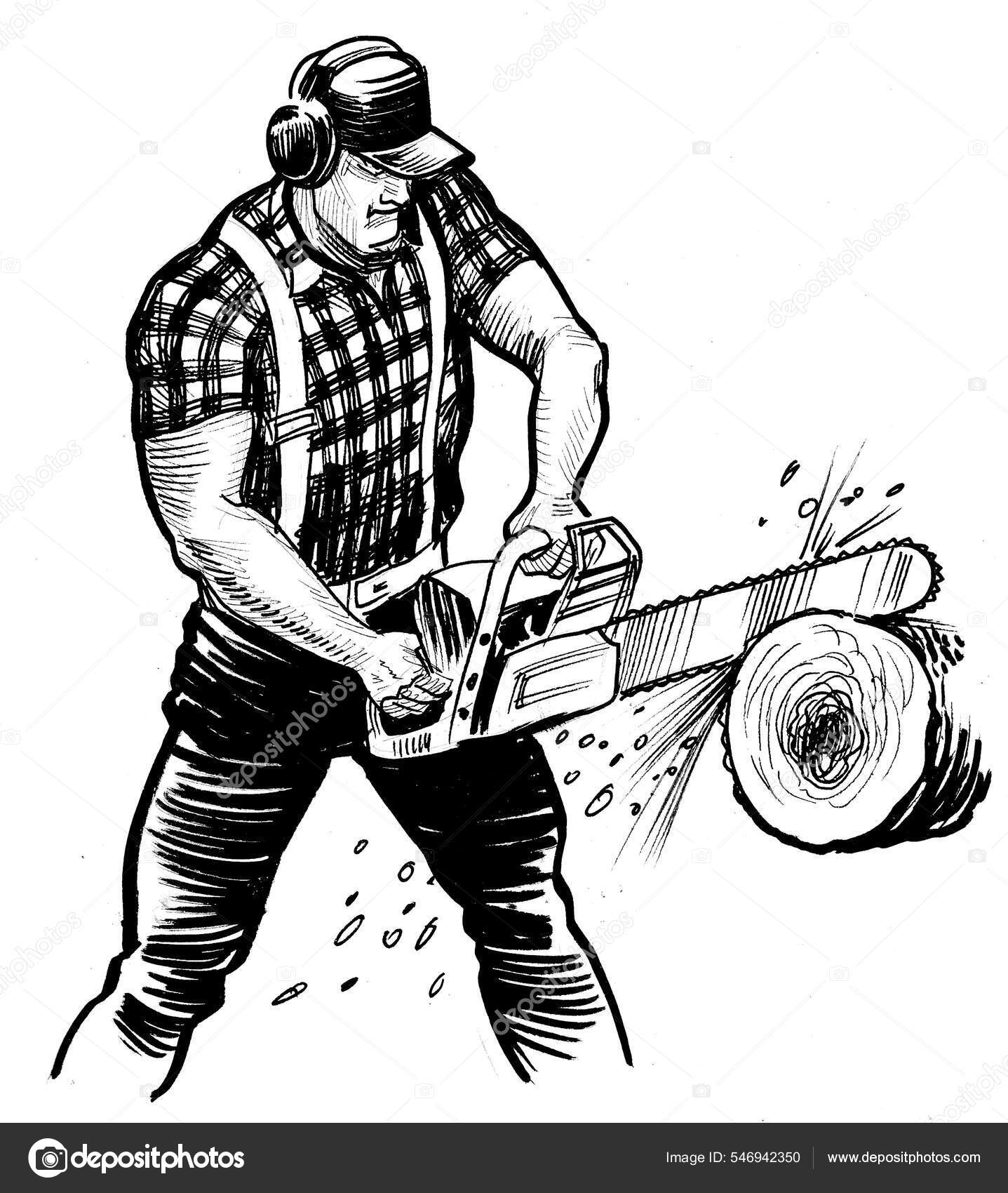 Arborist do lenhador que guardara o desenho oval da motosserra pinturas  para a parede • quadros serra de corrente, lenhador, silvicultura