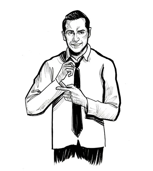 Camisa Hombre Abotonada Dibujo Blanco Negro Tinta — Foto de Stock