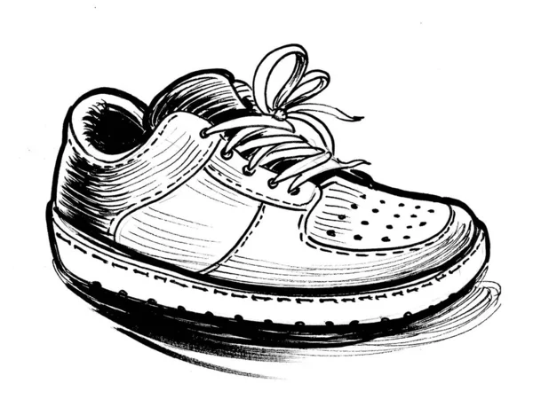 Αθλητικό Παπούτσι Μελάνι Ασπρόμαυρο Σχέδιο — Φωτογραφία Αρχείου