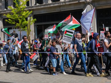 London, UK-14.5.22: demonstration on Regent Street in London in solidarity and support of the independence of Palestine occupied by Israel since 1967
