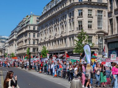 London, UK-14.5.22: demonstration on Regent Street in London in solidarity and support of the independence of Palestine occupied by Israel since 1967