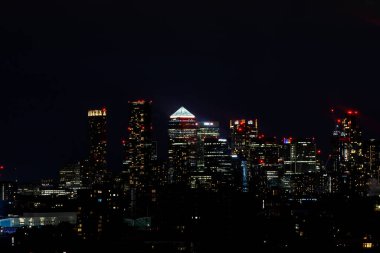 London, UK-22.7.22: Canary Wharf central business district, located on the Isle of Dogs. With the City of London, it constitutes one of the leading financial centres in the UK and the world