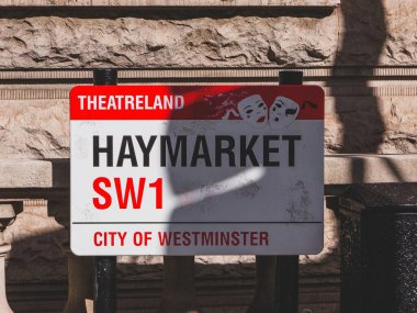 London, UK-29.09.21: Haymarket street name sign, City of Westminster, London, UK