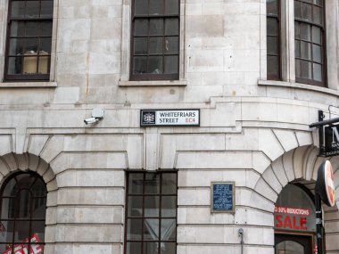 London, UK-09.10.21: Whitefriars Street name sign, City of London, London, UK