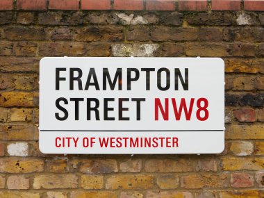 London, UK-22.12.21: Frampton Street name sign, City of Westminster, London, UK